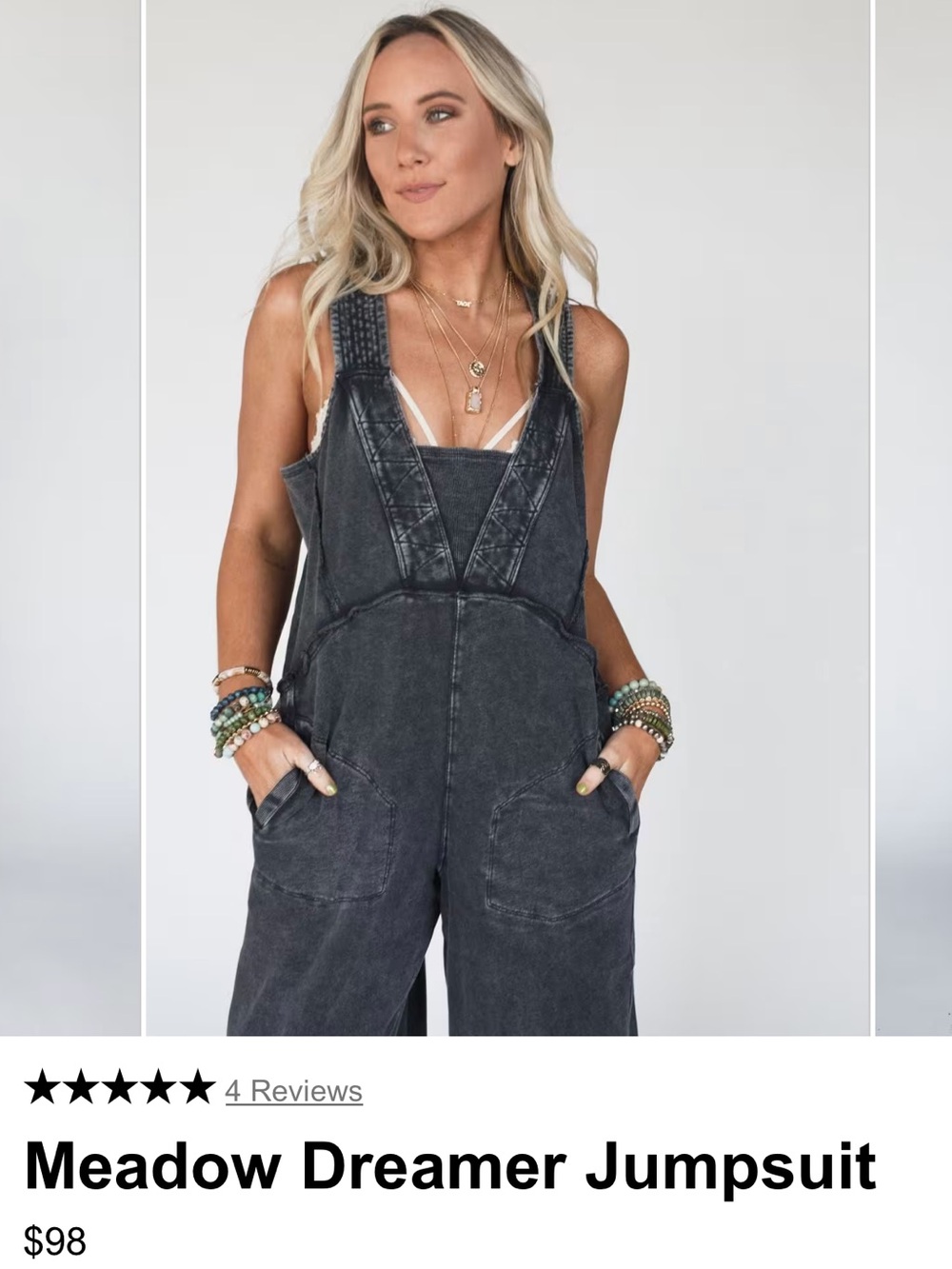NWT Meadow Dreamer Jumpsuit - Charcoal Black